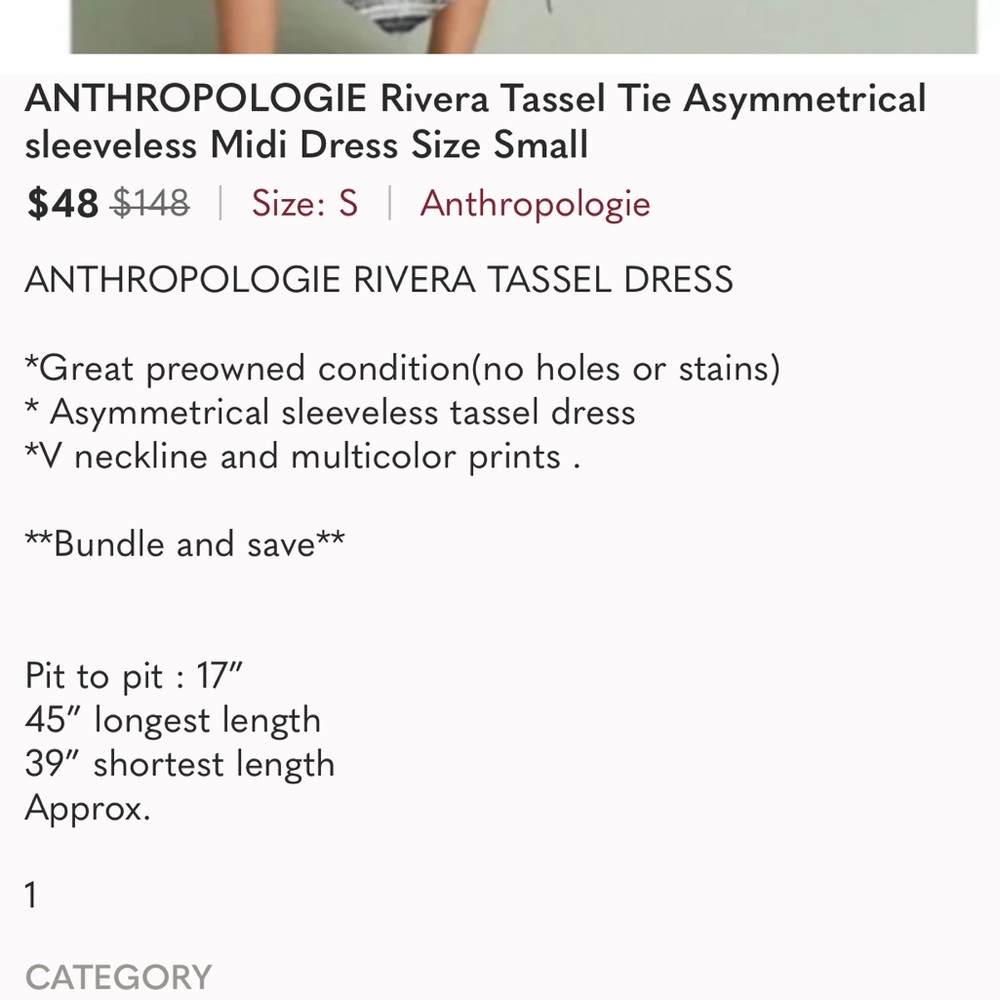 Anthropologie Black and White Midi Dress with Red Accents - Picture 4 of 7